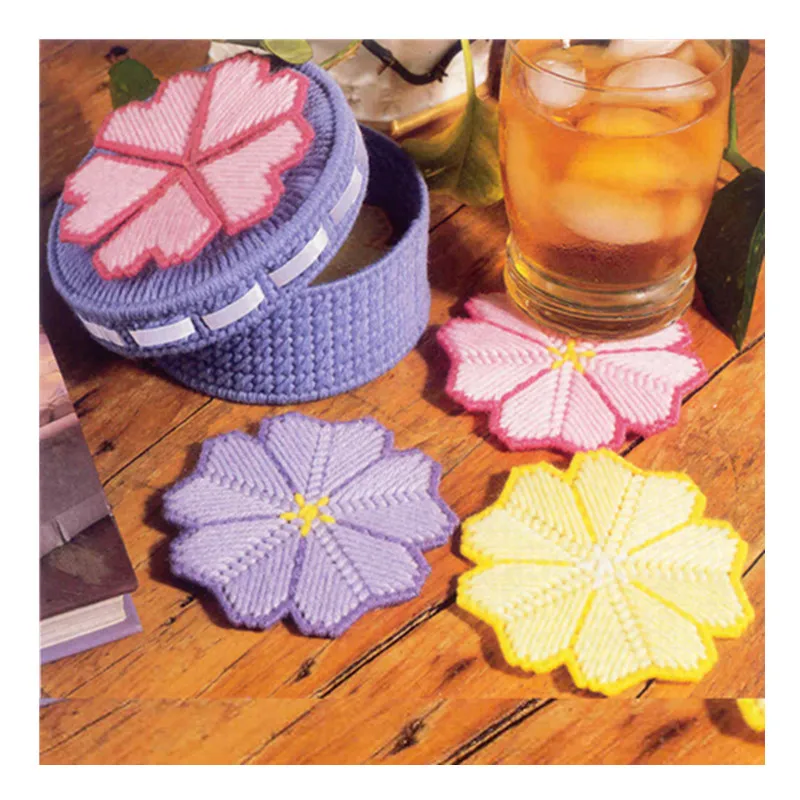 

Four flower coasters for the jewelry box embroidery kit DIY handmade craft set Crocheting knitting needlework supplie