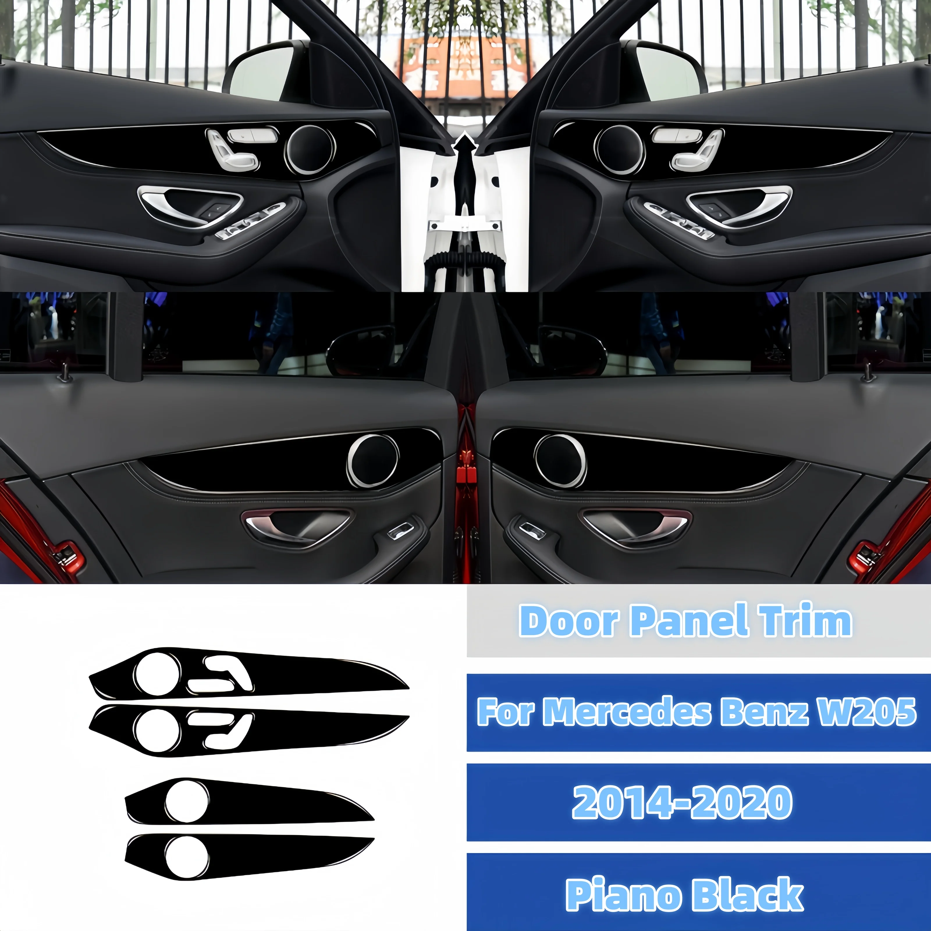 Черная полоса для отделки боковой двери Mercedes W205 Benz GLC Class 2014-2020 пианино наклейка на