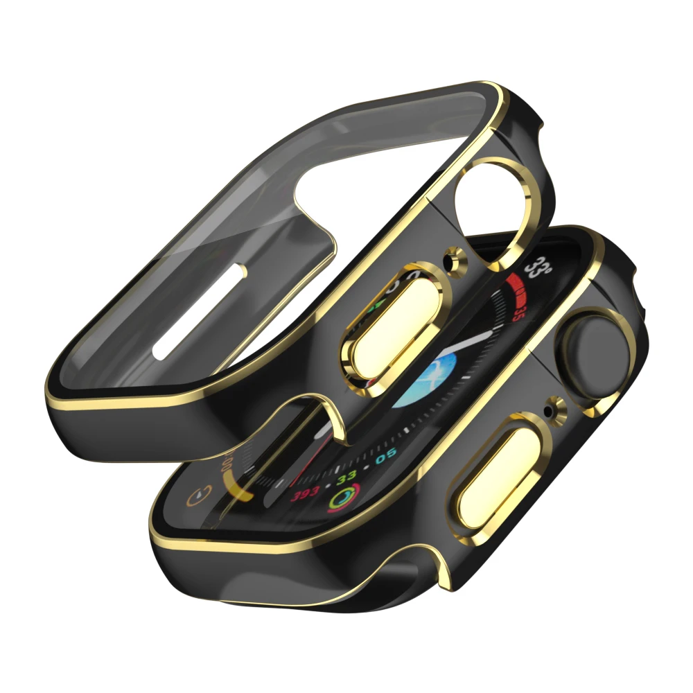 

Waterproof Watch Case Tempered Glass for Apple Watch Serie 8 7 Cover 40 40mm 44mm 45mmProtector Straight Edge For IWatch 6 SE 5