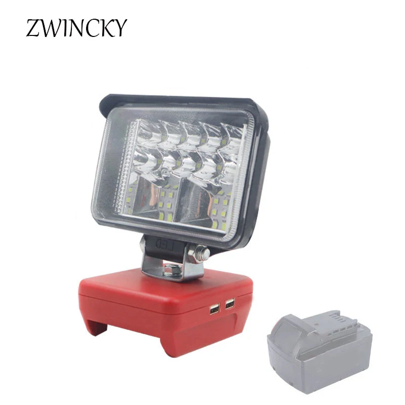 

ZWINCKY 12W LED Work Light For Milwaukee 18V Battery With USB Portable Worklight For Camping Fishing flashlight Outdoor lighting