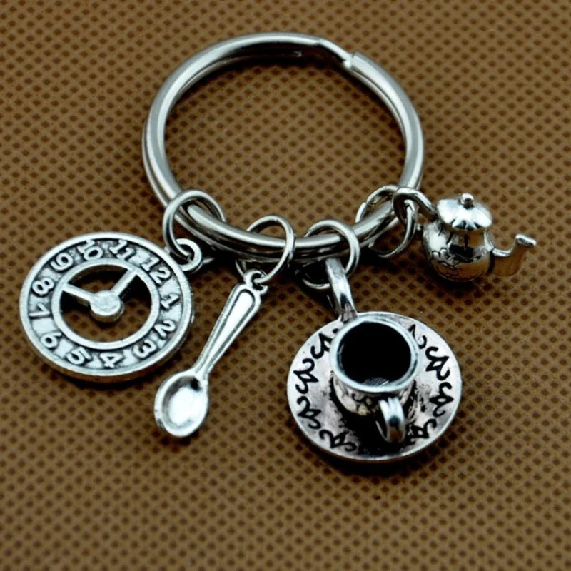 

Coffee Clock Spoon Coffee Cup Coffee Pot Teapot Keyring Keychain Charm Women Jewelry Accessories Pendant Gifts Fashion Forever