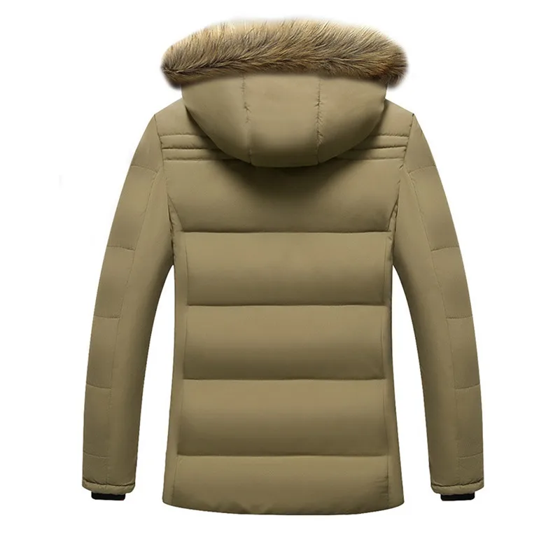 UHYTGF Winter Coats Men's Fleece Thicken Cold Proof Warm Jackets Male Fur Collar Hooded Windproof Parkas Men Cotton Overcoat 126