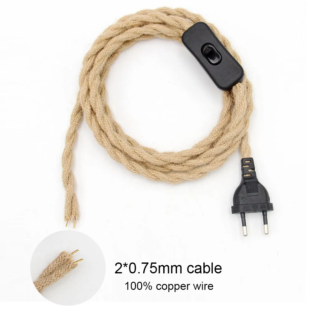 

Пеньковая веревка с переключателем GANRILAND, 2 метра, E27