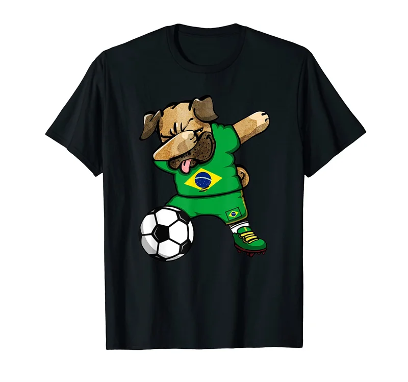 

Funny Dabbing Dog Unicorn Brazil Soccer 100% Cotton Flag T shirts Fans Jersey Men Women T-Shirt Tees For Neymar Fans Gift