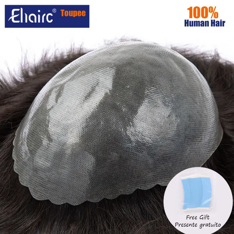 Male Hair Prosthesis 0.08mm Knotless Pu Toupee Men Durable Wig For Men 100% Indian Hair System Unit Capillary Prosthesis