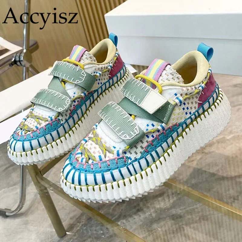 

Женские кроссовки с круглым носком, повседневная обувь на плоской толстой подошве, на шнуровке, дышащие, разные цвета, весна-осень