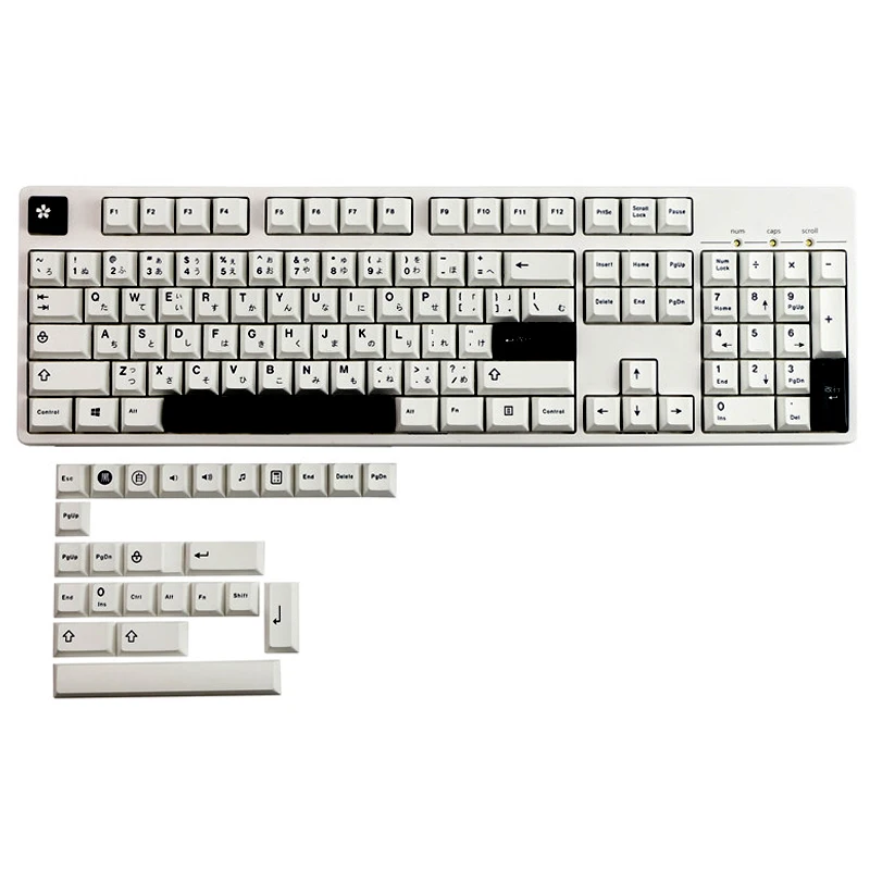 Japanese Keycap Simple Black And White Set PBT Sublimation Original Cross Axis Computer Accessories Mechanical Keyboard Keycap