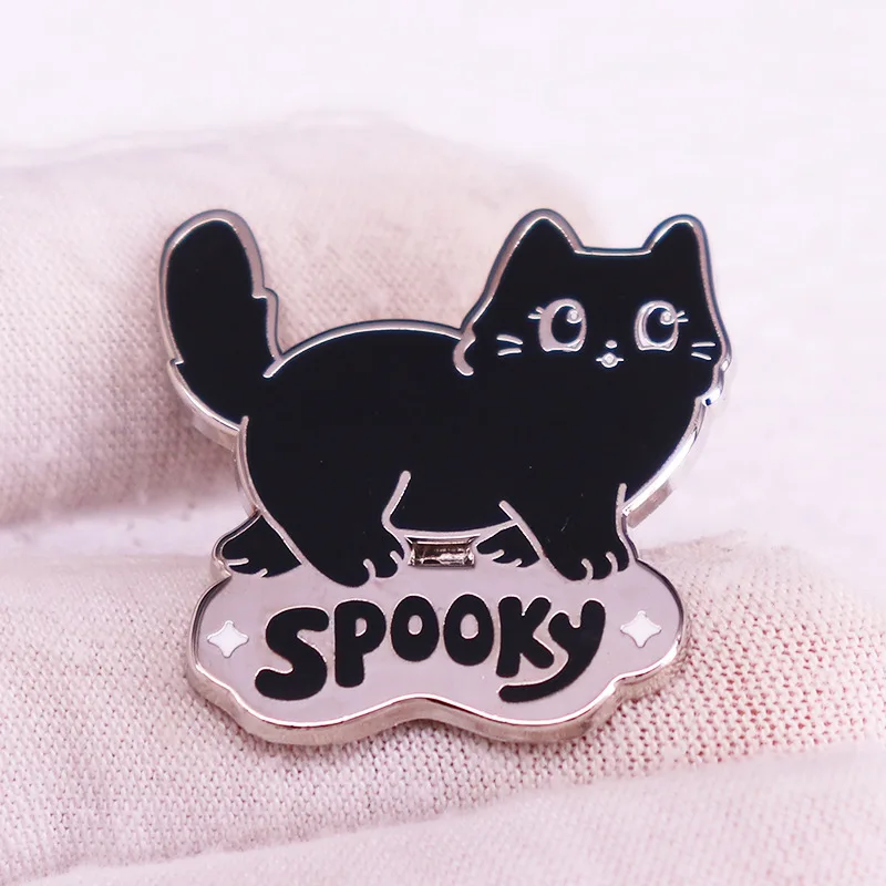 

XM-funny Creative "ghost" cute black cat brooch cute backpack badge accessories pet badge accessories