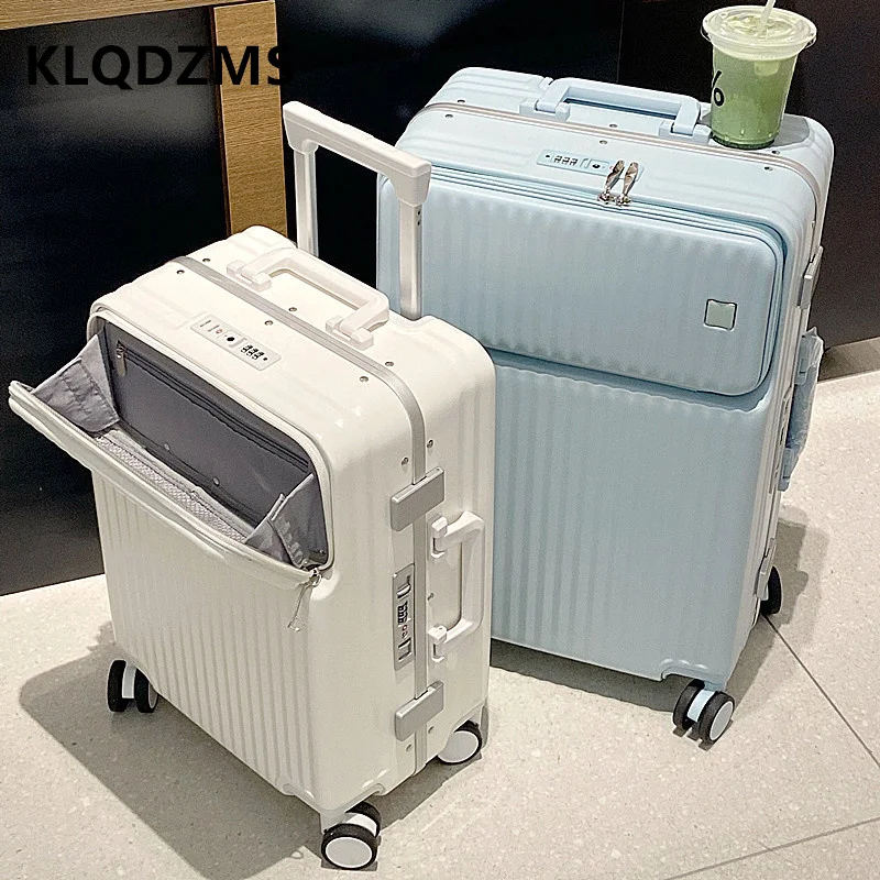 

KLQDZMS 18"20"22"24"26" Inch Men And Women New Business Suitcase Front-opening Boarding Luggage Rolling Carry-on Travel Bag