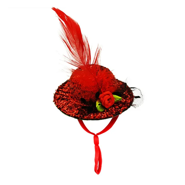 Chicken Hat for Hens Tiny Pets Funny Chicken Accessories Feather Top Hat Rooster Parrot Hamster Poultry Stylish Show Costum 2