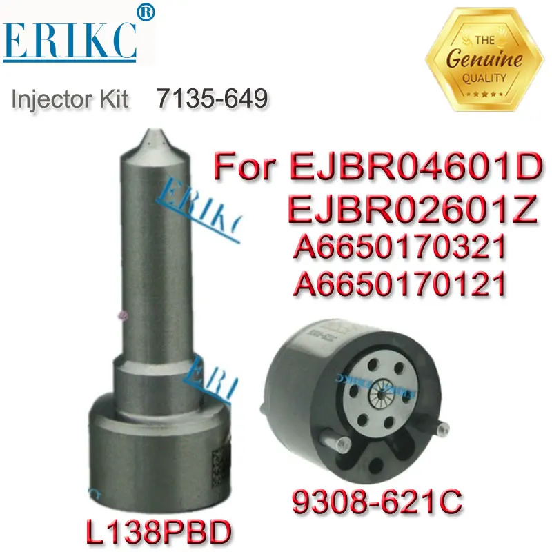 

ERIKC клапан 9308-621C + сопло L138PBD комплект для ремонта форсунки дизельного топлива 7135-649 для впрыска топлива EJBR04601D EJBR02601Z