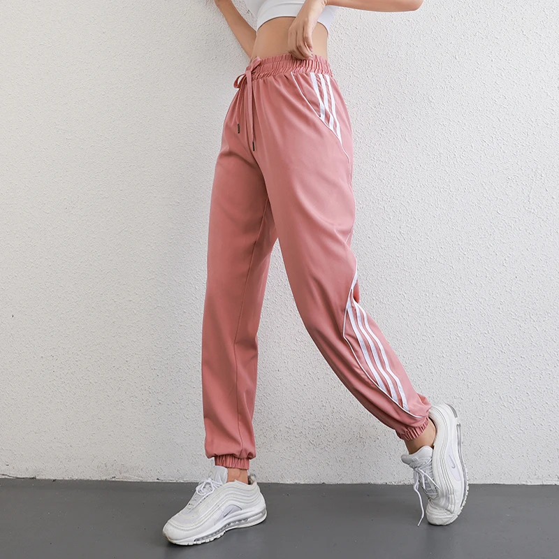Quick Dry Running Pants Women Pocket Drawstring Loose Fitness Yoga Gym Sports Pants Plus Size S-4XL Jogging Sweatpants
