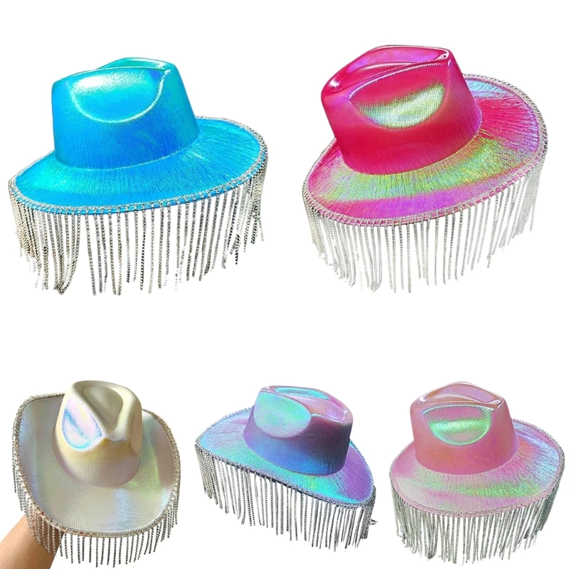 

Шапка Cowgirl для взрослых, Ковбойская шапка с бахромой и кисточками, шапки Rave, подходит для большинства женщин и девушек для темативечерние