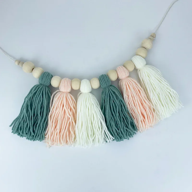 Деревянная кисточка из бисера макарон в скандинавском стиле украшение для дома с