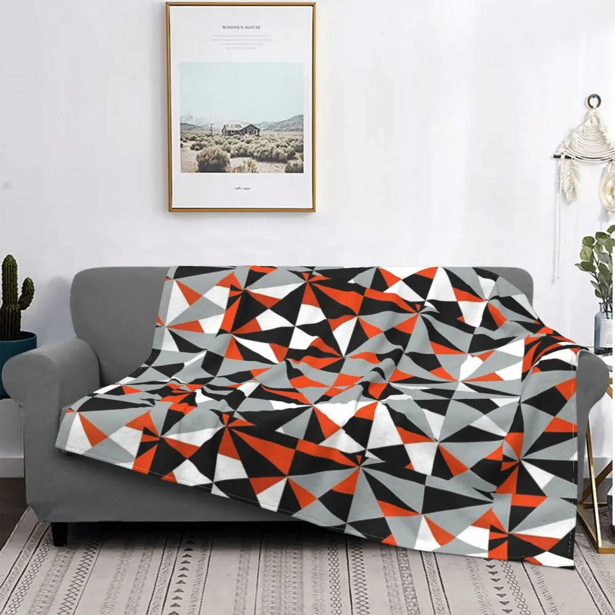 

Manta a cuadros para cama, colcha moderna con capucha, color naranja y negro, Funky, 150