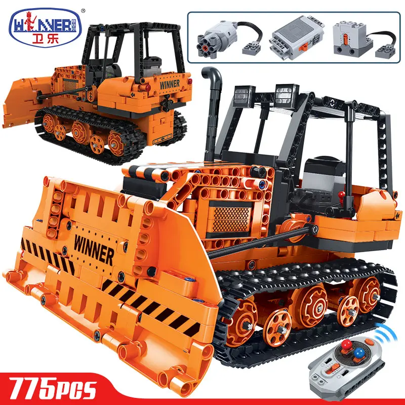 

ERBO 775pcs Remote Control Engineering Truck Building Blocks City RC Bulldozer Car Bricks Sets Toys For Children 7111