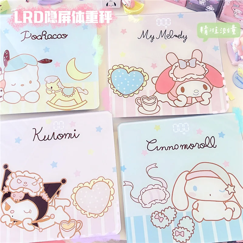 

Kuromi Mymelody Cinnamoroll понравило Sanrio плюшевые кавайные Мультяшные милые Светодиодные скрытые экранные стеклянные электронные весы Аниме подарок ...