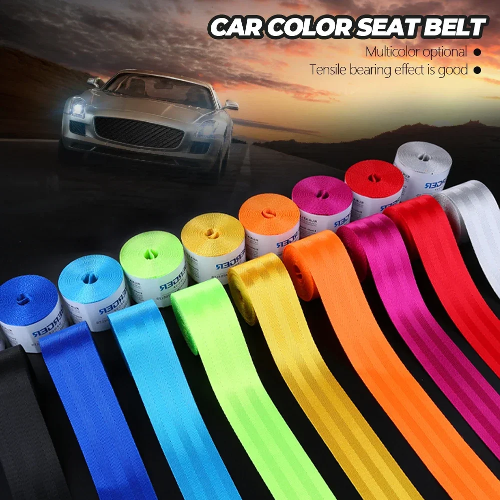 

New 48MM multi-color choice car seat belt webbing polyester seat ring retractable nylon seat belt 3.5M auto parts