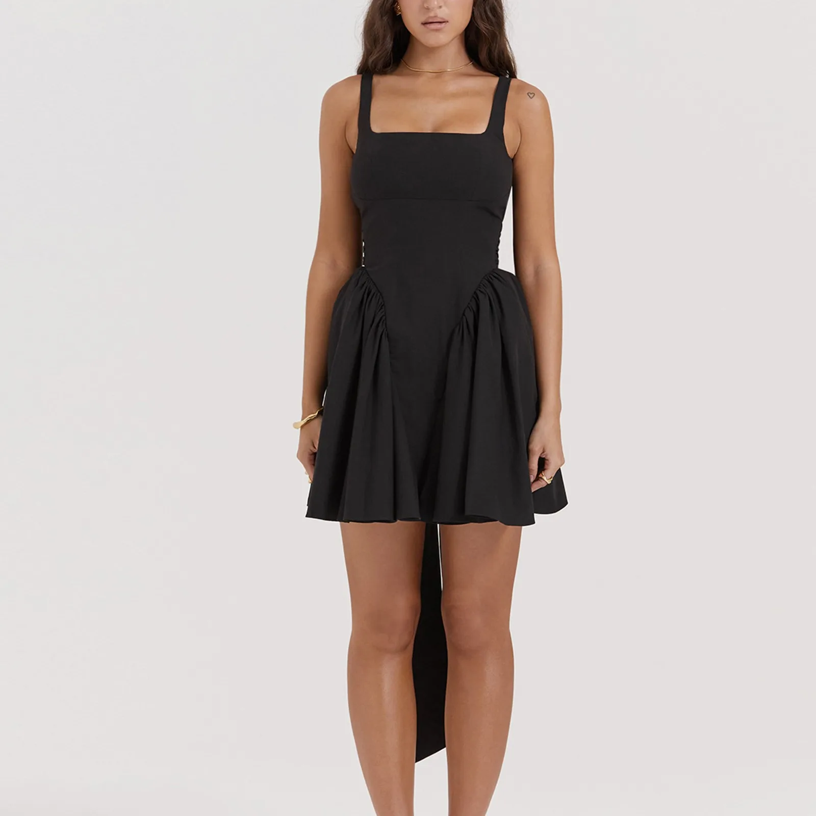 Женское модное однотонное платье без рукавов с бантом-бабочкой и открытой спиной