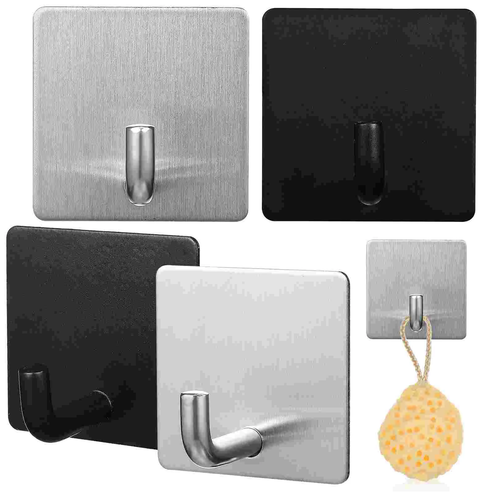 

4 Pcs Hat Hooks Decorative Wall Square Hanging Stainless Steel Modern Key Hangers