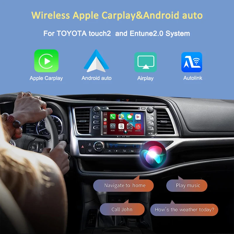 Беспроводная Автомобильная Мультимедийная коробка Carplay Android для TOYOTA Touch2 Entune2.0
