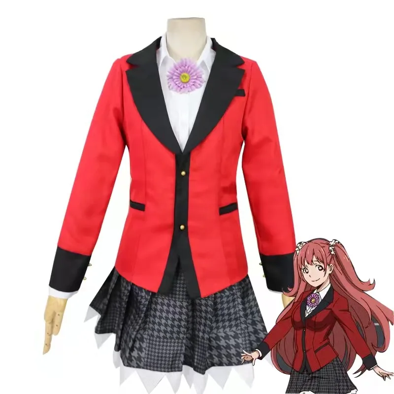 

Rune Yomozuki Runa Cosplay Costume Anime Kakegurui Compulsive Gambler Women Orange Hoodie Zip Jacket Coat