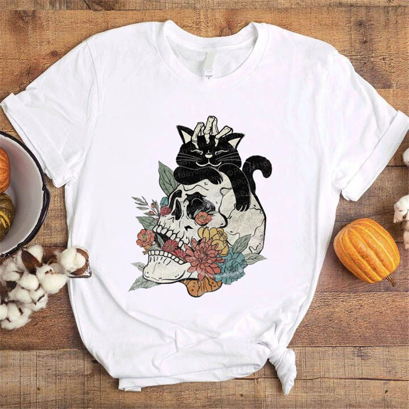 

Модная забавная мультяшная футболка большого размера, осенняя Повседневная футболка на Хэллоуин, осень, одежда, женский костюм, женская фут...