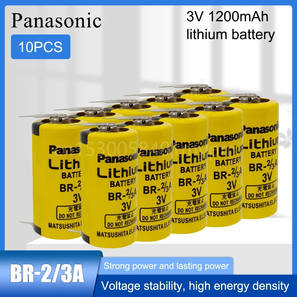 

10PCS Original Panasonic BR-2/3A BR2/3A BR-2/3 17335 3V 1200mAh Lithium Batteries with Pins FANUC PLC Battery for Gas Meters