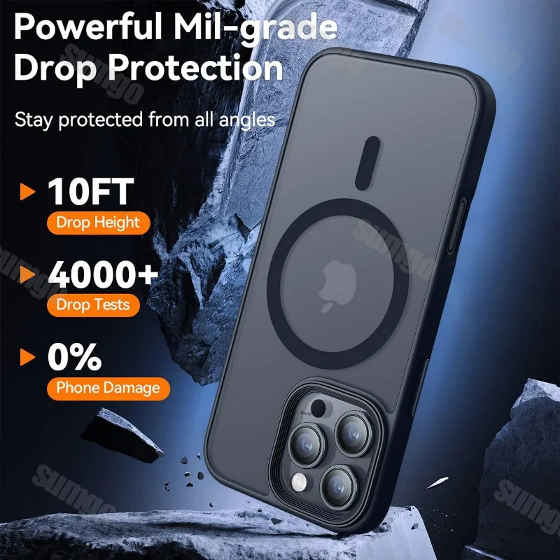 New 16 Series Matte Translucency Case For iPhone 15 14 13 12 11 Pro Max Plus Wireless Charging Magnetic Shockproof Back Cover