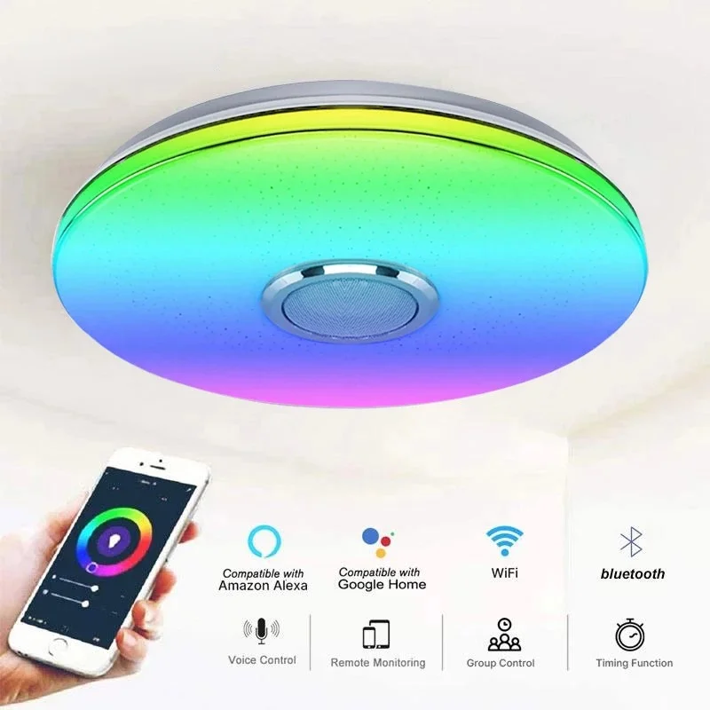 36 WiFi Modern Smart LED Light Ceiling Lamp RGB+Dimmable  APP Music Home Light With Remote Control