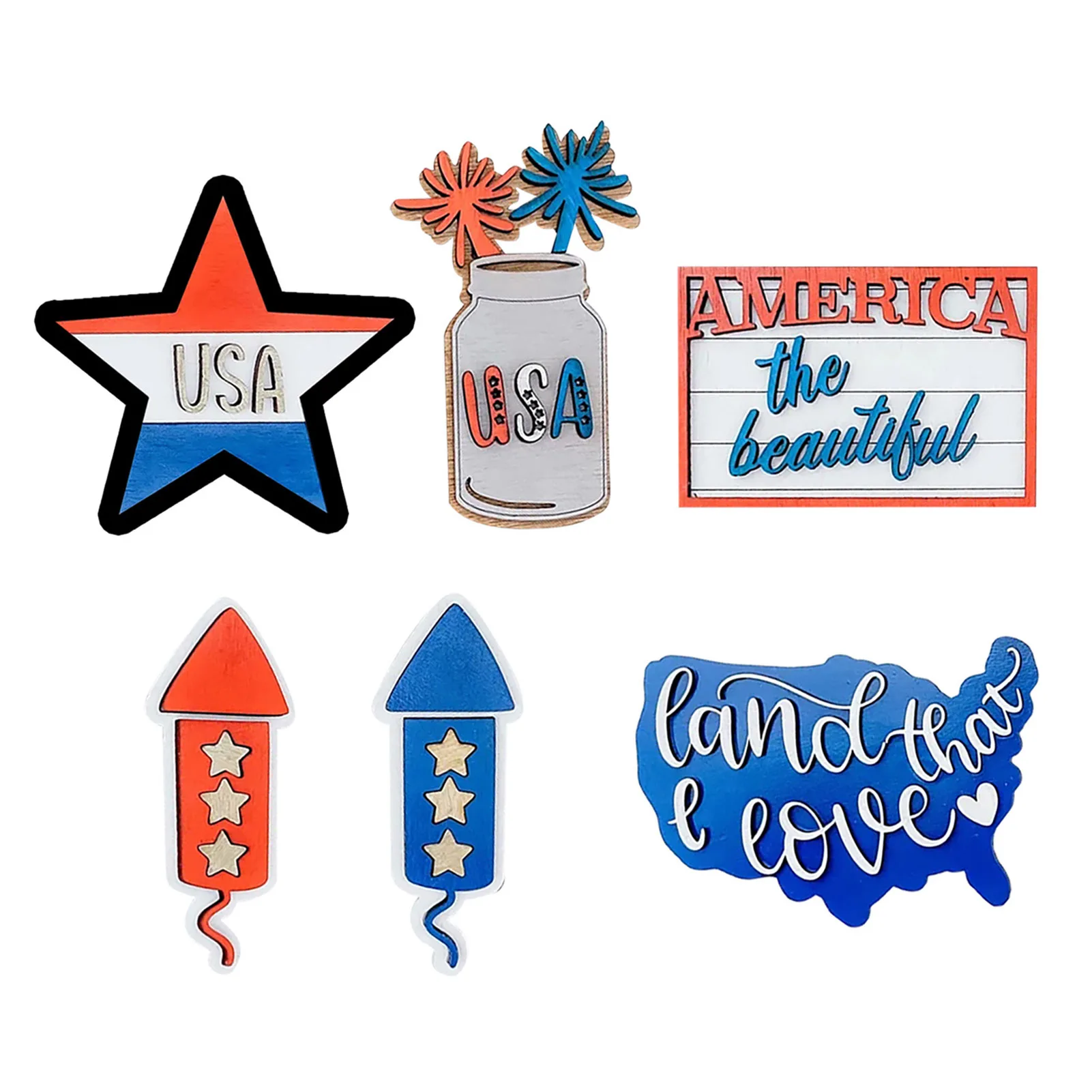 

4th Of July Tiered Tray Decor Patriotic Decoration Farmhouse Signs American Flag Decor 4th Of July Tiered Tray Decor Stars &