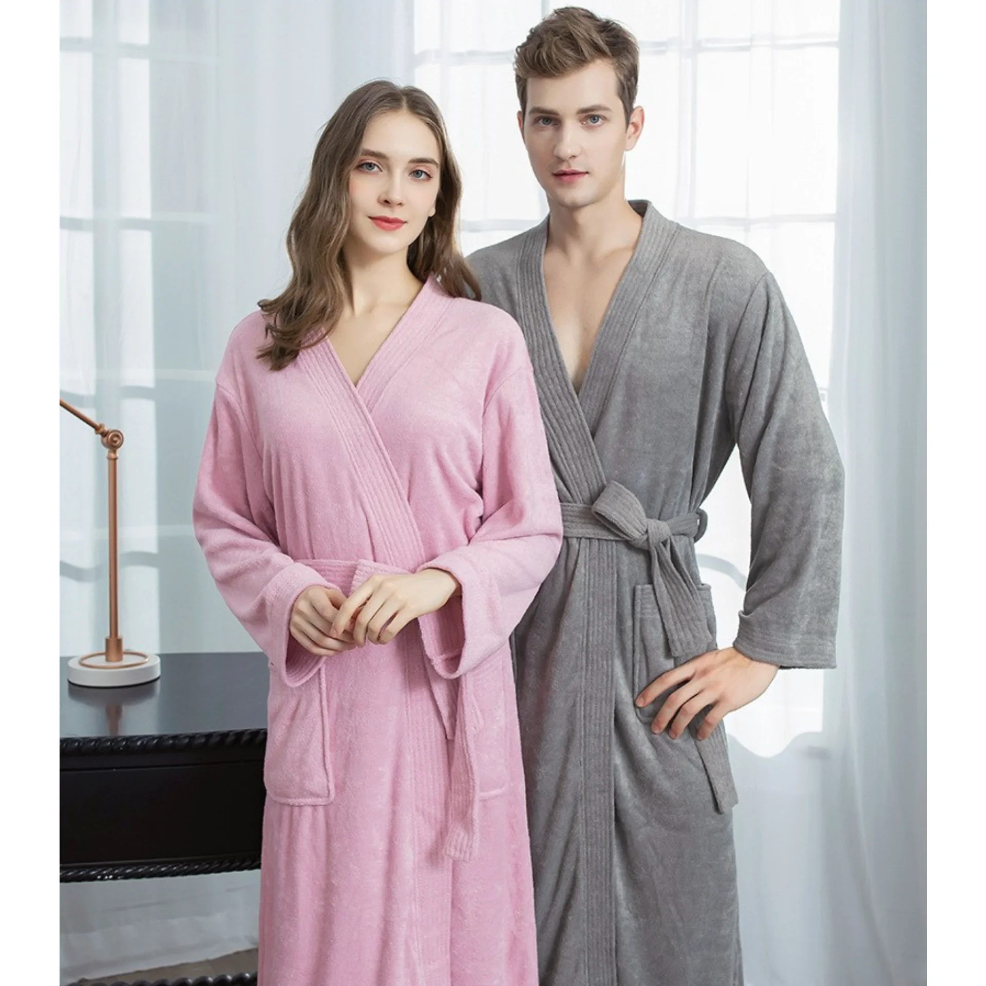 Four Seasons Towel Bathrobe Japanese And Korean Men's and Women's Bathrobe Beauty Salon Hotel Same Style Couple Bathrobe Set