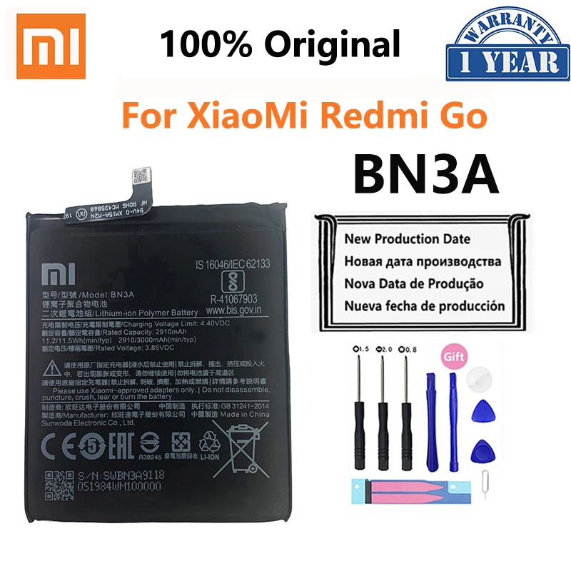 

100% Оригинальный аккумулятор Xiao mi BN3A 3000 мАч для Xiaomi Redmi Go RedmiGo высококачественные сменные батареи для телефона