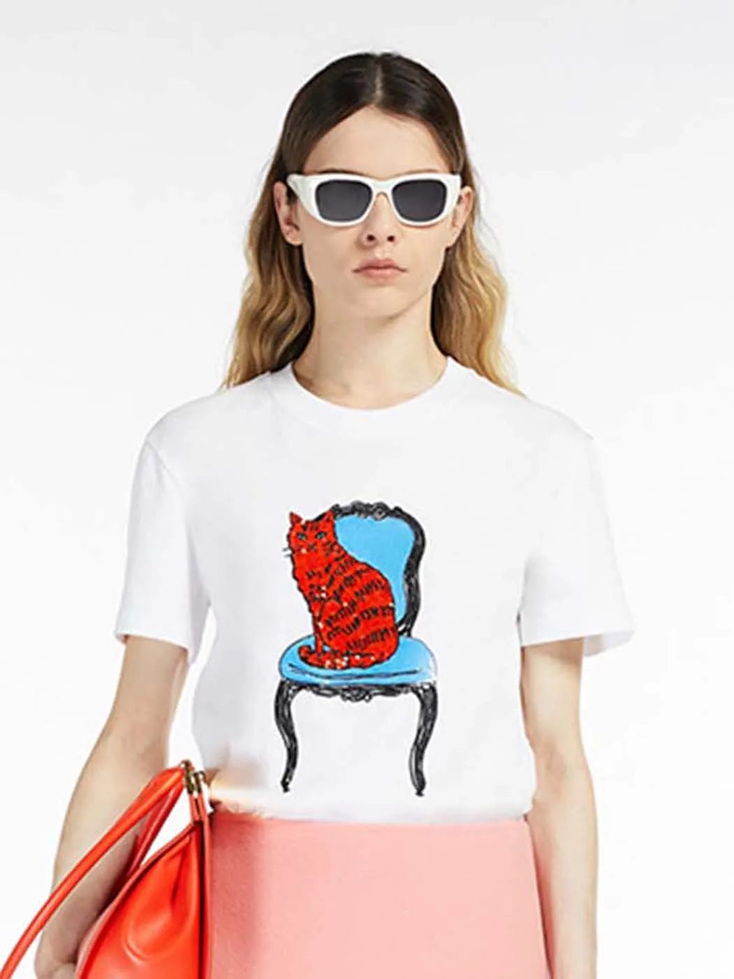 

Jyate Sequin Fruit Cat Women T-shirt Tees Streetwear Casual White Cotton Short Sleeve T Shirts Strawberry Cherry All-match Tops