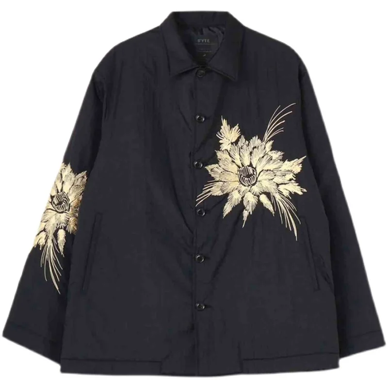 

Yohji Yamamoto Spring And Autumn Same Style For Men And Women Nylon Thin Style Embroidery Flowers And Plants Loose Jacket