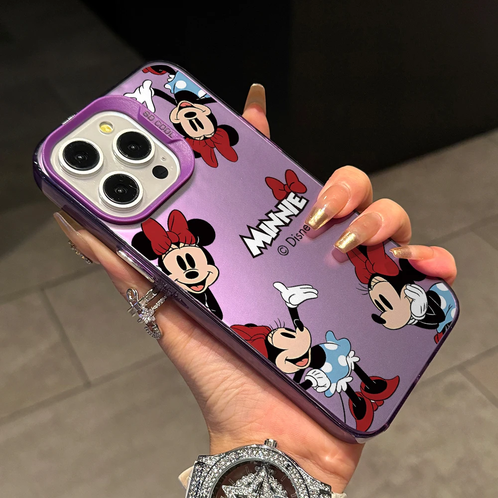 Фото Чехол для телефона Disney с Микки и Минни для iPhone 17 Air, 16, 16e, 15, 14 Plus, 13, 12, 11 Pro Max, X, Xs, XR, 8 – Цветной, серебристый, жесткий чехол №4