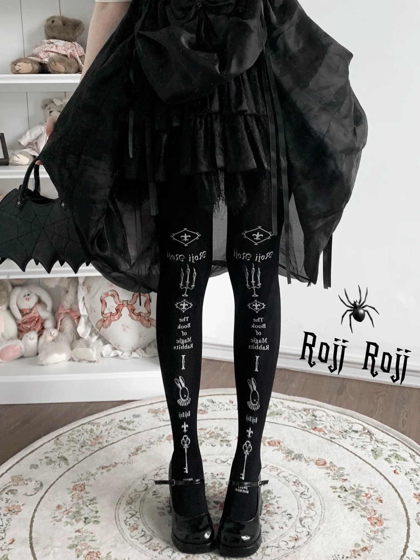 Фото Новые носки Magic Rabbit Lolita 2026: женские, весенне-летние, бархатные, утягивающие, в японском стиле Харадзюку, с принтом, белые, шелковые колготки №2