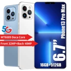 I13 Pro Max 16 мобильный телефон, экран 512 дюйма, 10 ядер, 64 мп, Android 11, 6000 мАч