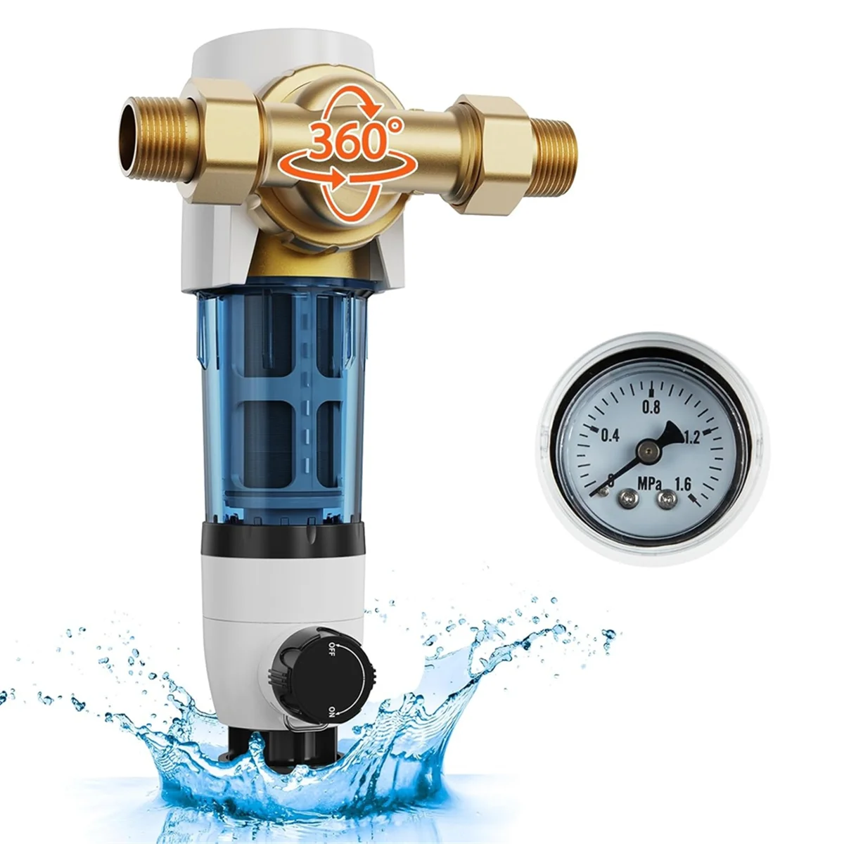 Фильтр отложений 360° ° Монтируемый вниз фильтр для осадков многоразовый воды