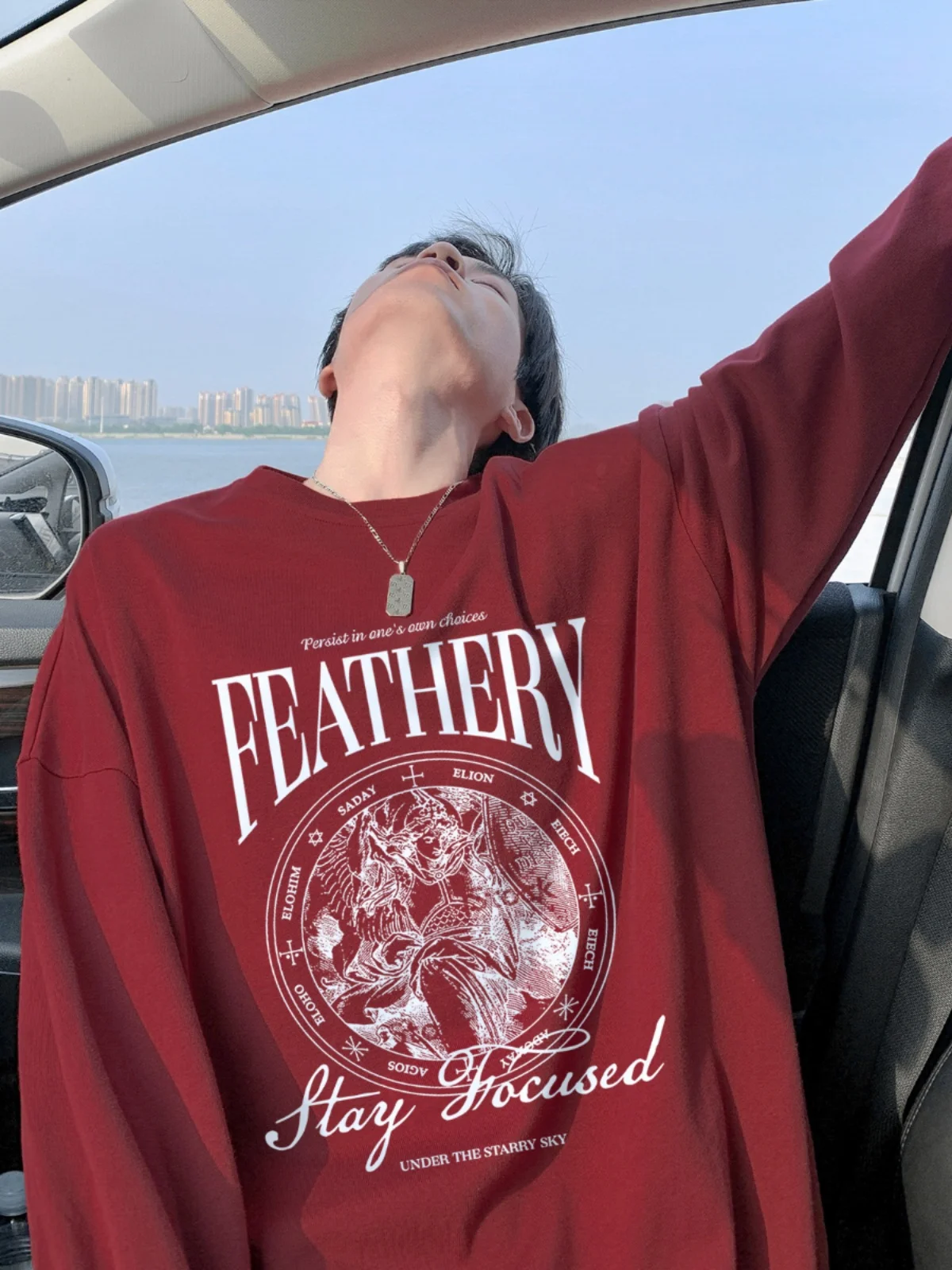 Мужская хлопковая рубашка с длинным рукавом черная Свободная кофта круглым