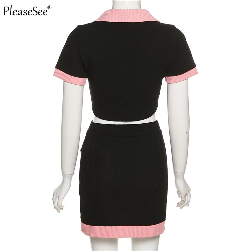 Женский комплект из 2 предметов короткий топ и облегающая мини-юбка - купить по