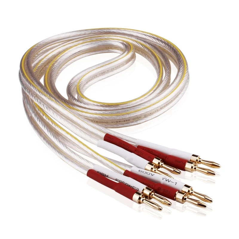 Hifi Silver Plated Speaker Cable 6N OFC Oxygen Free Copper Banana Plug Hi-end Wire Jumper Biwire Amplifier CD Player - купить по