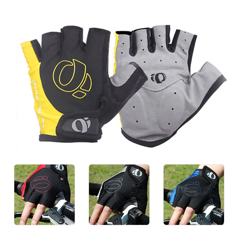 

1 пара велосипедные перчатки, Нескользящие перчатки с защитой от пота для мужчин и женщин, перчатки с открытыми пальцами, дышащие противоуда...