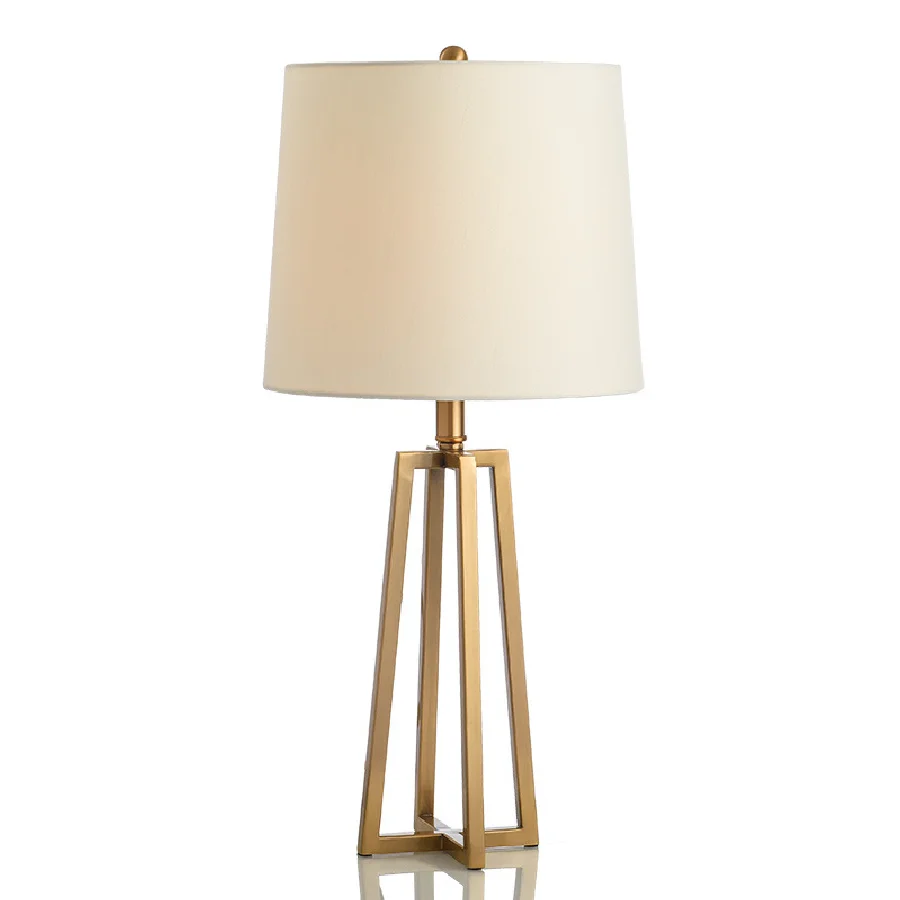 

LukLoy Modern Table Lamp with White Fabric Shade for Living Room Bedroom Studying Modern Simple Gold Metal Bedside Table Light