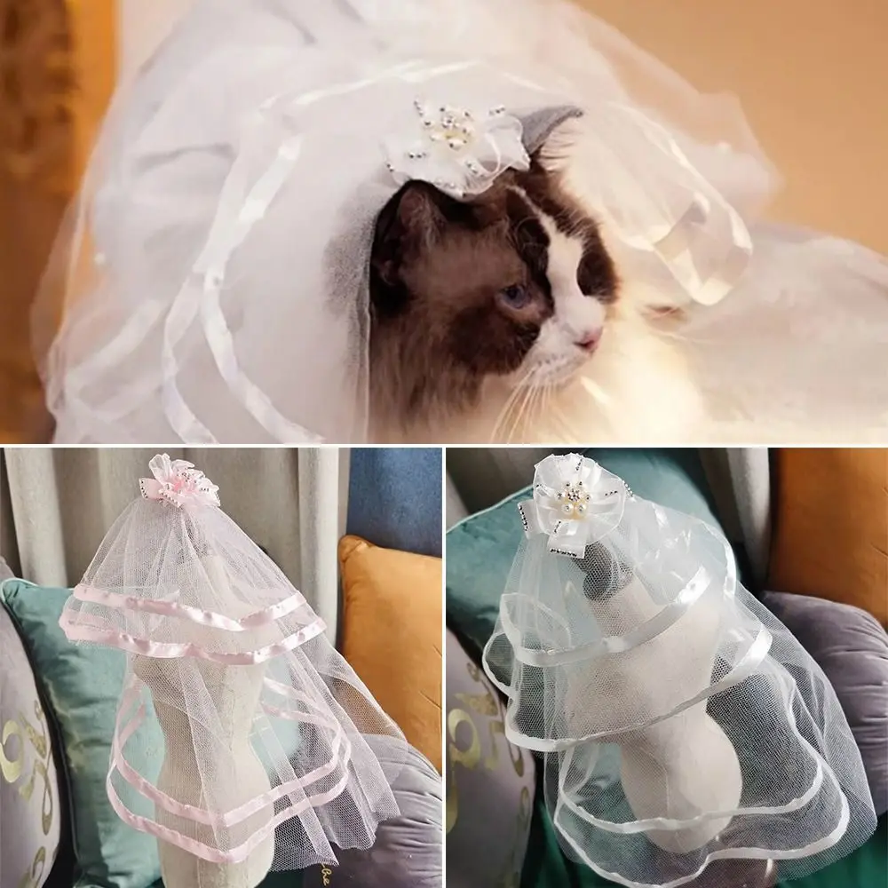 

Fashion Costume Puppy Decoration Cat Dress Accessories Dog Headwear Dog Veil Pet Wedding Veil Sequin Lace Veil