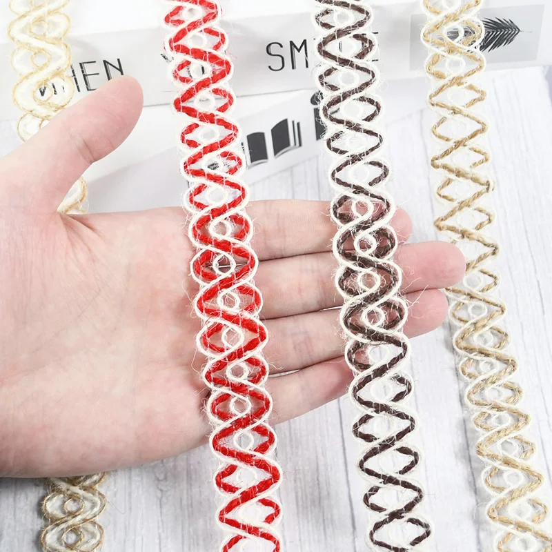 

5Meters 2cm S Shape Lace Trim Diy Braided Jute Burlape Ribbon Roll Handmade Craft Sewing Accessories Wedding Home Party Decor