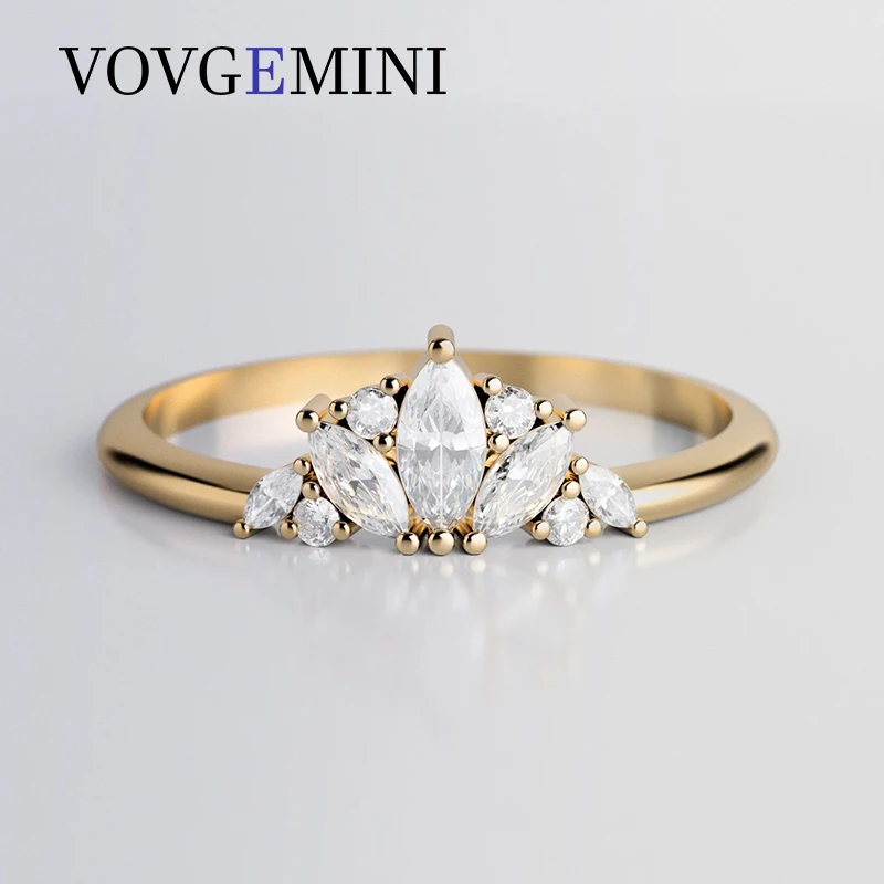 

VOVGEMINI 18k Gold Rings For Women Vvs Moissanite Wedding Ring 0.1ct 2x4mm Marquise Cut 585 Au750 Fine Jewelry Dropshipping