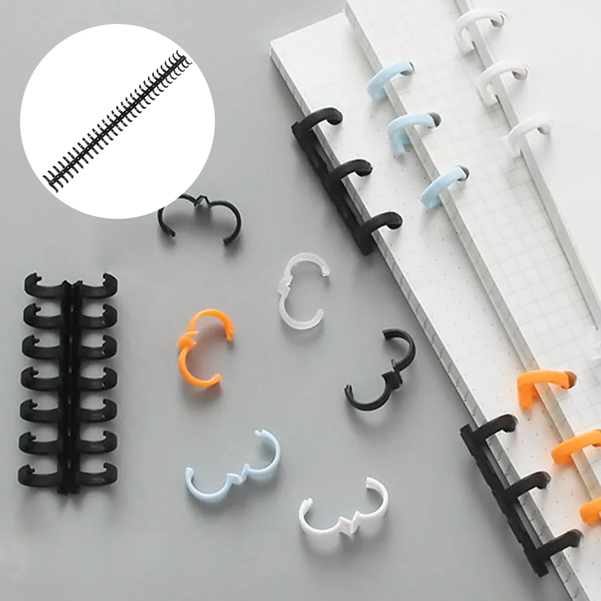 

30 Hole Notebook Recyclable Open Rings Bind Buckle Clips Plastic File Folders Binder Office Supplies Loose-leaf Black