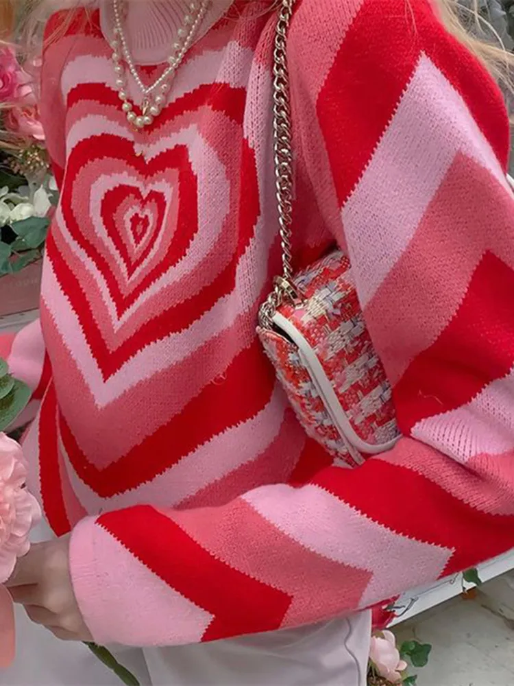 

Girls Y2k Colorful Pullovers 2022 Spring Sweet Woman Heat Sweaters Females High Street Sweaters