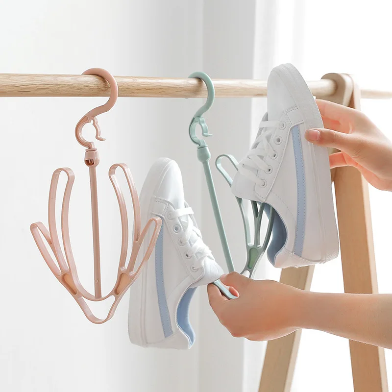 

Multifunctional Shoes Drying Hanger Drying Rack Windproof Rotatable Balcony Scarf Necktie Shoe Hanging for Home Storage Organize